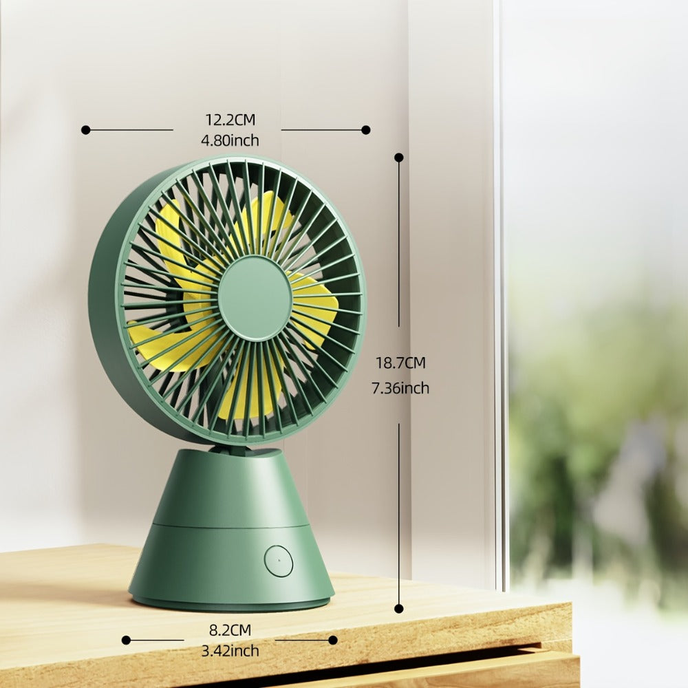 Desktop Fan Auto Oscillating 1800mAh USB Rechargeable, Portable Personal Fan with Wide-Angle Swing, Lightweight Compact Cooling Fan for Home, Office, Dormitory, Outdoor and Travel