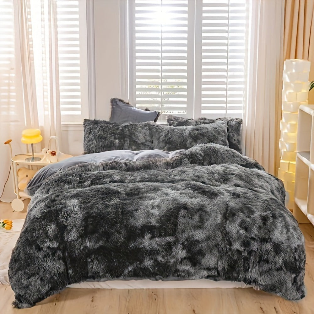 Plush Duvet Cover 100% Polyester Soft Warm Zipper Closure Cozy Bedroom Bedding Twin Full Queen King Solid Tie Dye 14 Colors for Bedroom Guest Room Dorm
