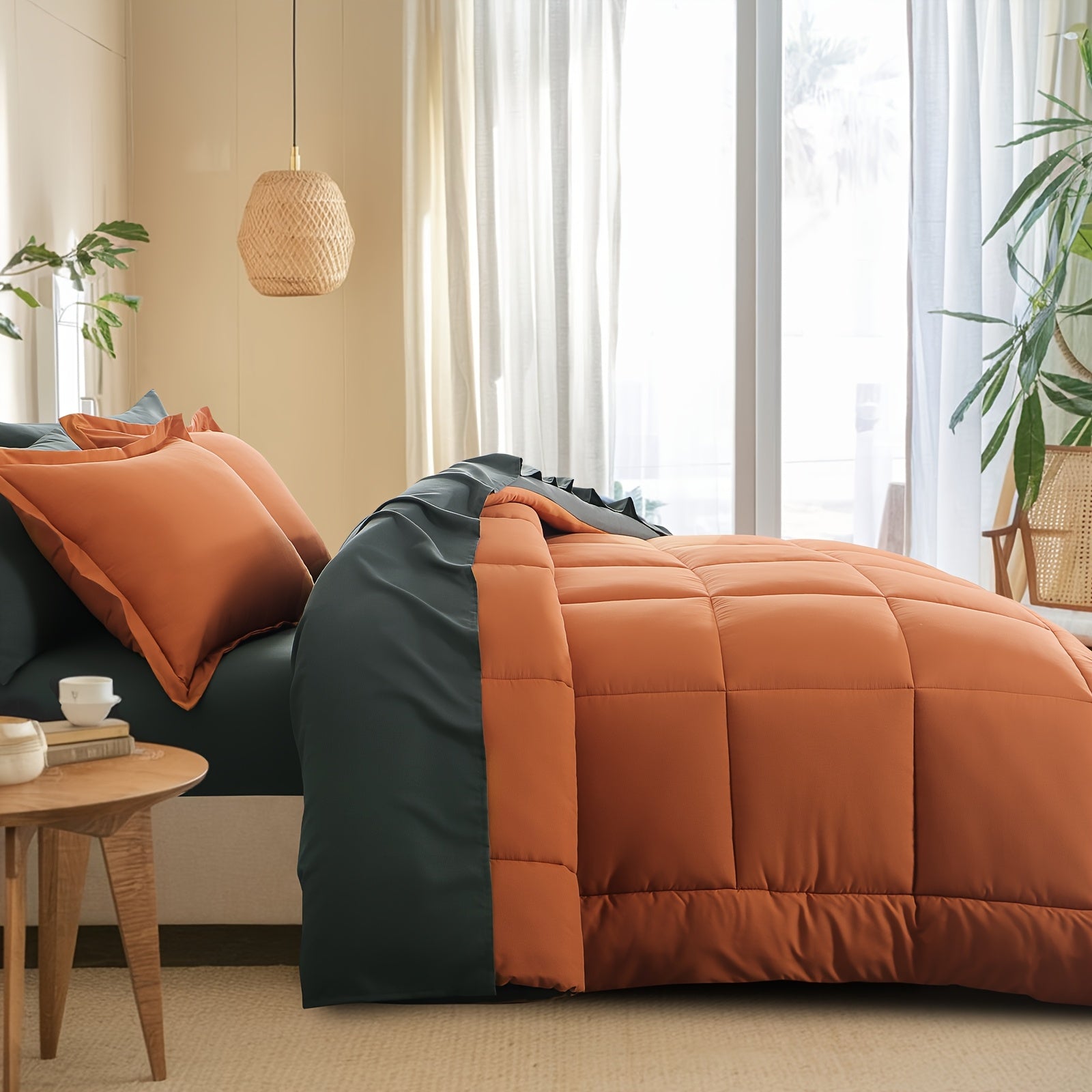 7 Piece Comforter Set Luxury Soft Fluffy Bedding All Season Bed in a Bag with Comforter Fitted Sheet Flat Sheet Pillowcases Hypoallergenic Breathable Easy Care Queen King Twin XL Full