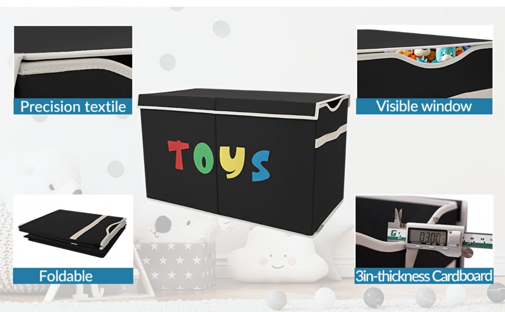 Extra Large Collapsible Kids Storage Chest with Lid ¨C 31.7 Gal Toy Box Organizer Bins for Boys Girls Bedroom Nursery Living Room