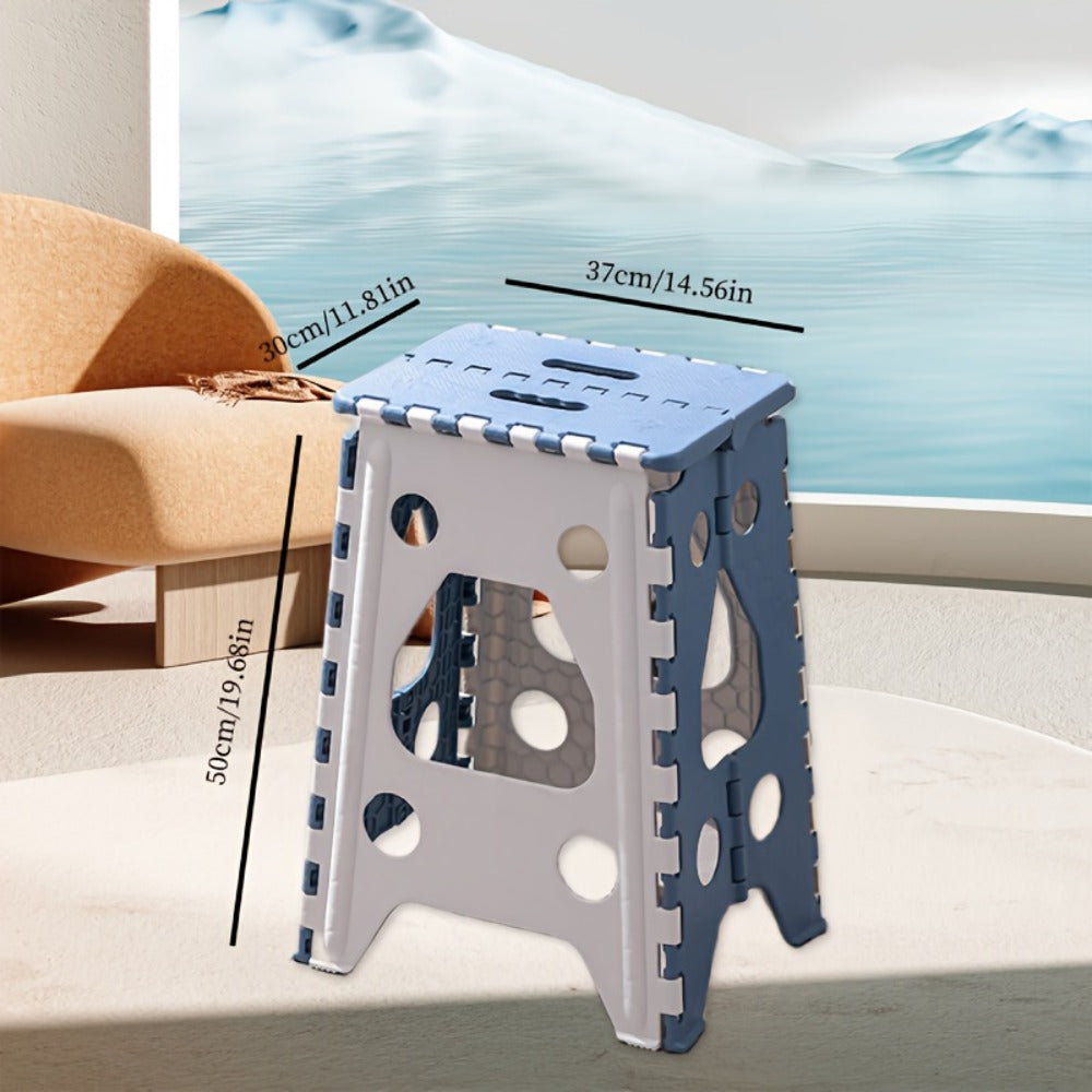 Folding Step Stool 19 Inch Heavy Duty 400 LBS Non-Slip with Handle Portable Foldable Step Ladder for Kitchen Camping Bathroom Bedroom Adults Seniors White Blue Grey