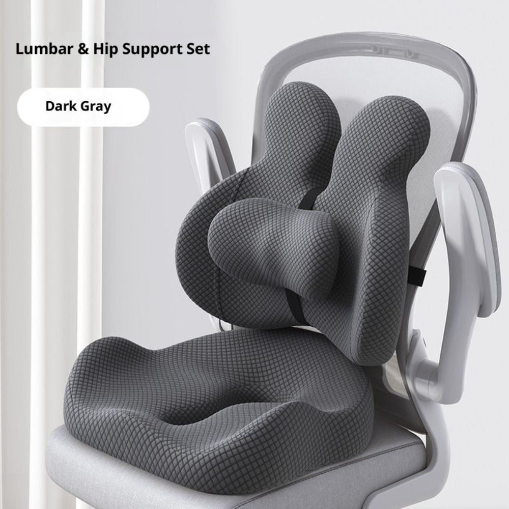 Lumbar Support Cushion & Seat Cushion Set ¨C Ergonomic Office Chair Pillow for Lower Back Pain Relief, Breathable Memory Foam Waist & Hip Support for Home, Car & Desk Chair