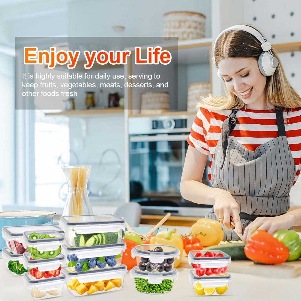 Airtight Food Storage Container Set 16/28/48 Pcs with Secure Lids, Sealed Plastic Containers for Pantry Organization, Kitchen, Travel & Outdoor Picnics ¨C Includes Labels & Markers