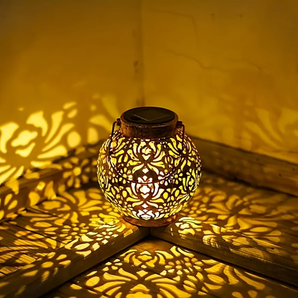 Solar Metal Peony Lantern Outdoor Hanging Light, IP65 Waterproof Floral Decorative Lantern for Garden Patio Tree, Halloween Christmas Party Festive Lighting ¨C Boho Vintage Garden Decor Gift