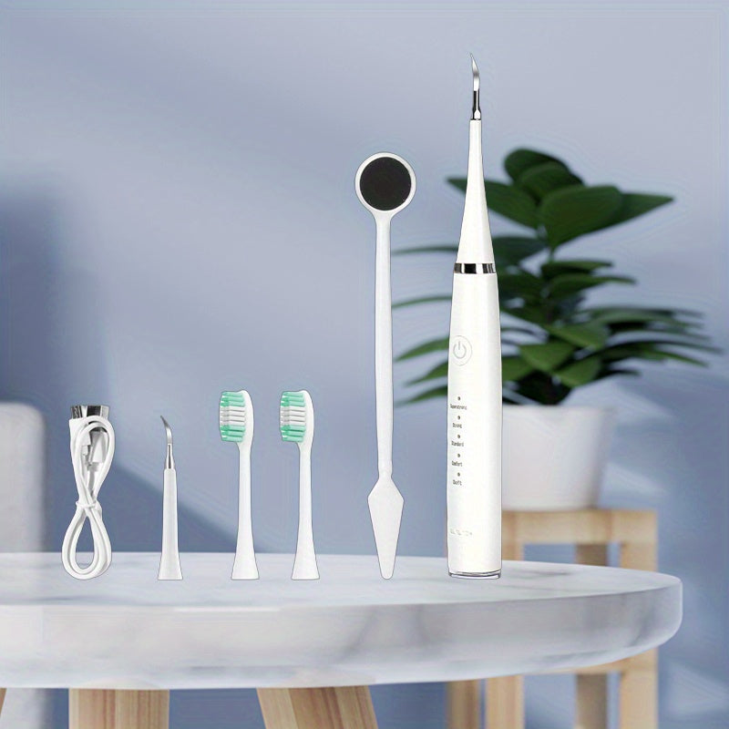 Electric Toothbrush Kit USB Rechargeable - Multi-Accessory Dental Care Set with Travel Case, Replaceable Brush Heads, Portable Oral Hygiene Device for Home & Travel, Gift for Men & Women, Black or White