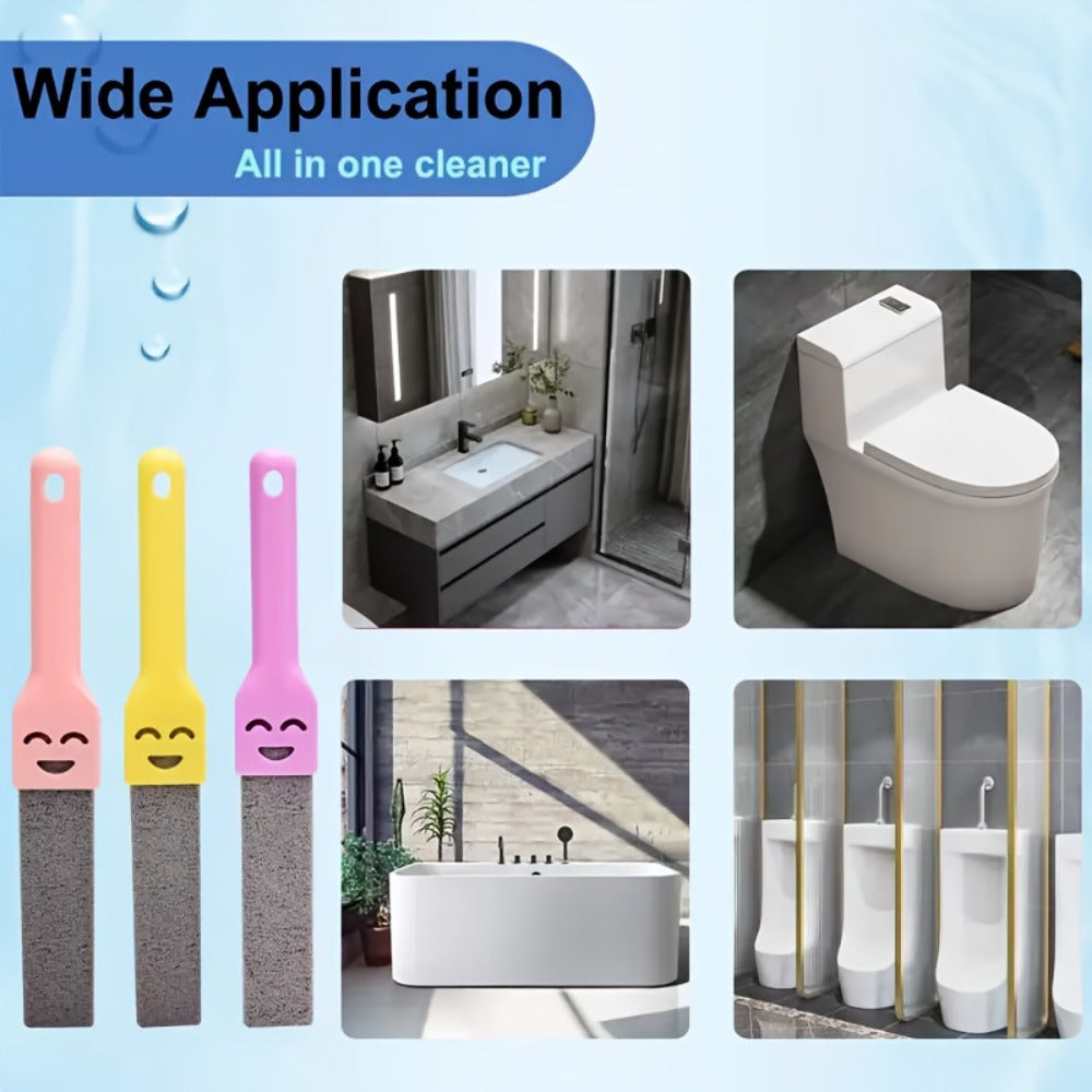 Pumice Stone Toilet Brush Set with Ergonomic Handle | Heavy-Duty Limescale Rust & Stain Remover | Non-Scratch Cleaning Tool for Bathroom Toilet Bathtub Sink Tile & Glass | 6-Piece Multi-Color Set