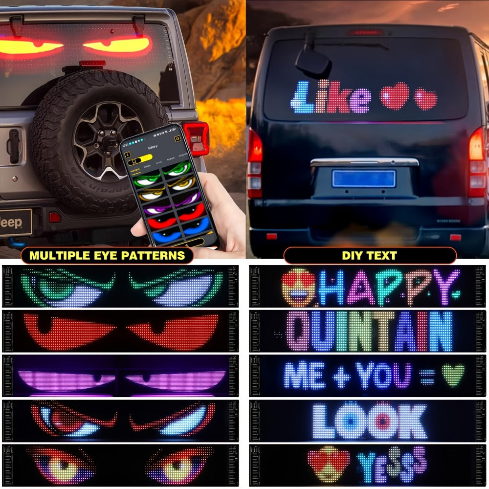 LED Scrolling Sign App Controlled Flexible LED Matrix Display Panel Programmable Animated Text for Car Home Party Birthday Holiday Decoration - Multiple Sizes