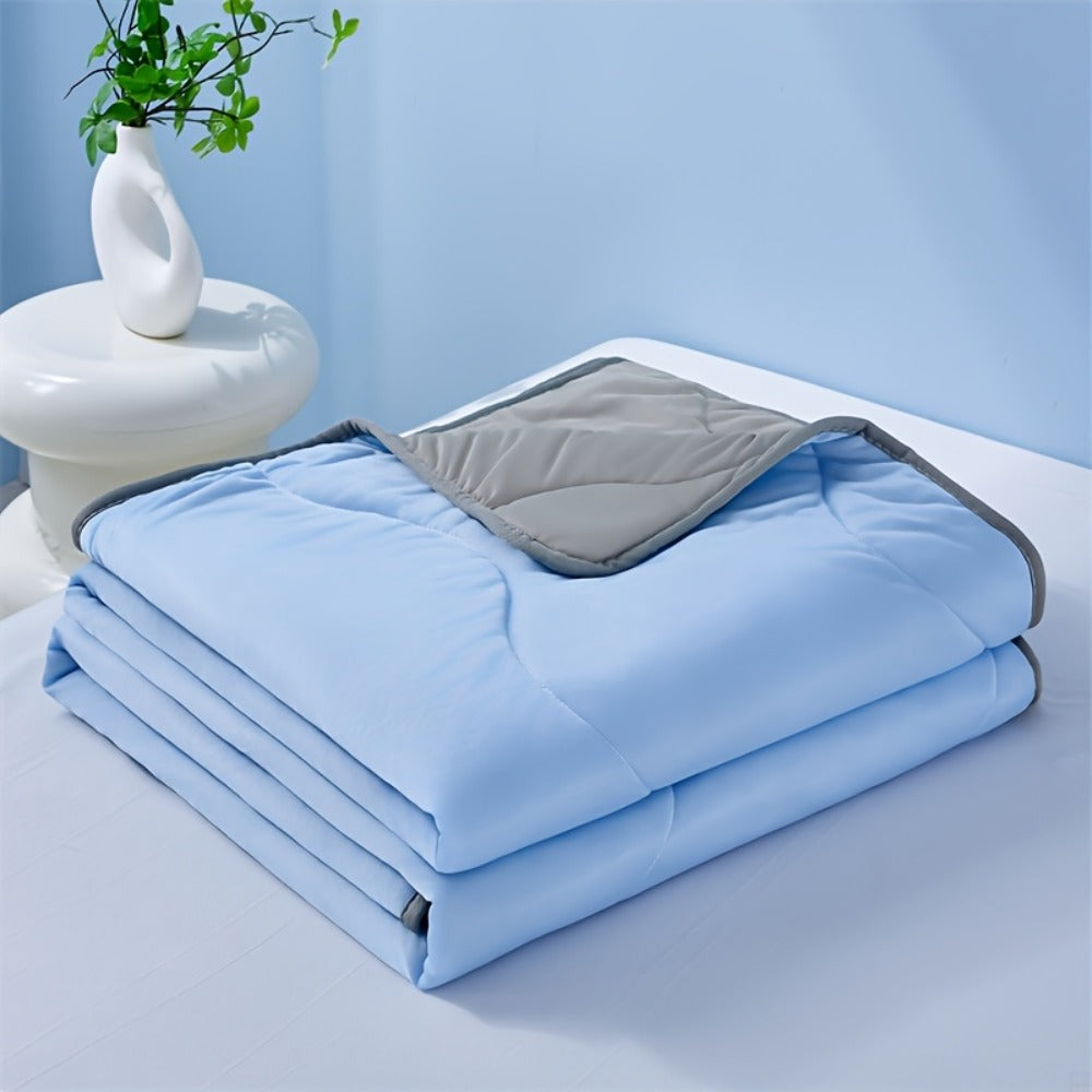 Summer Air Conditioning Blanket - Breathable Lightweight Knit Cooling Blanket for Hot Sleepers, Skin Friendly Solid Color Sweat Absorbent Throw, 100% Polyester, Machine Washable Bed Blanket