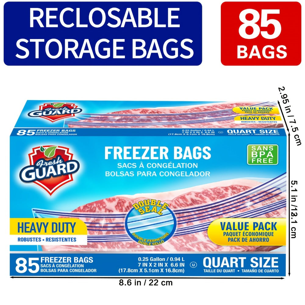 Reclosable Food Storage Bags Heavy Duty Ziplock Seal Fresh-Keeping Bags for Fruits Vegetables Grains Meat Kitchen Organizer Multiple Sizes 0.25 Gal 1 Gal 2 Gal
