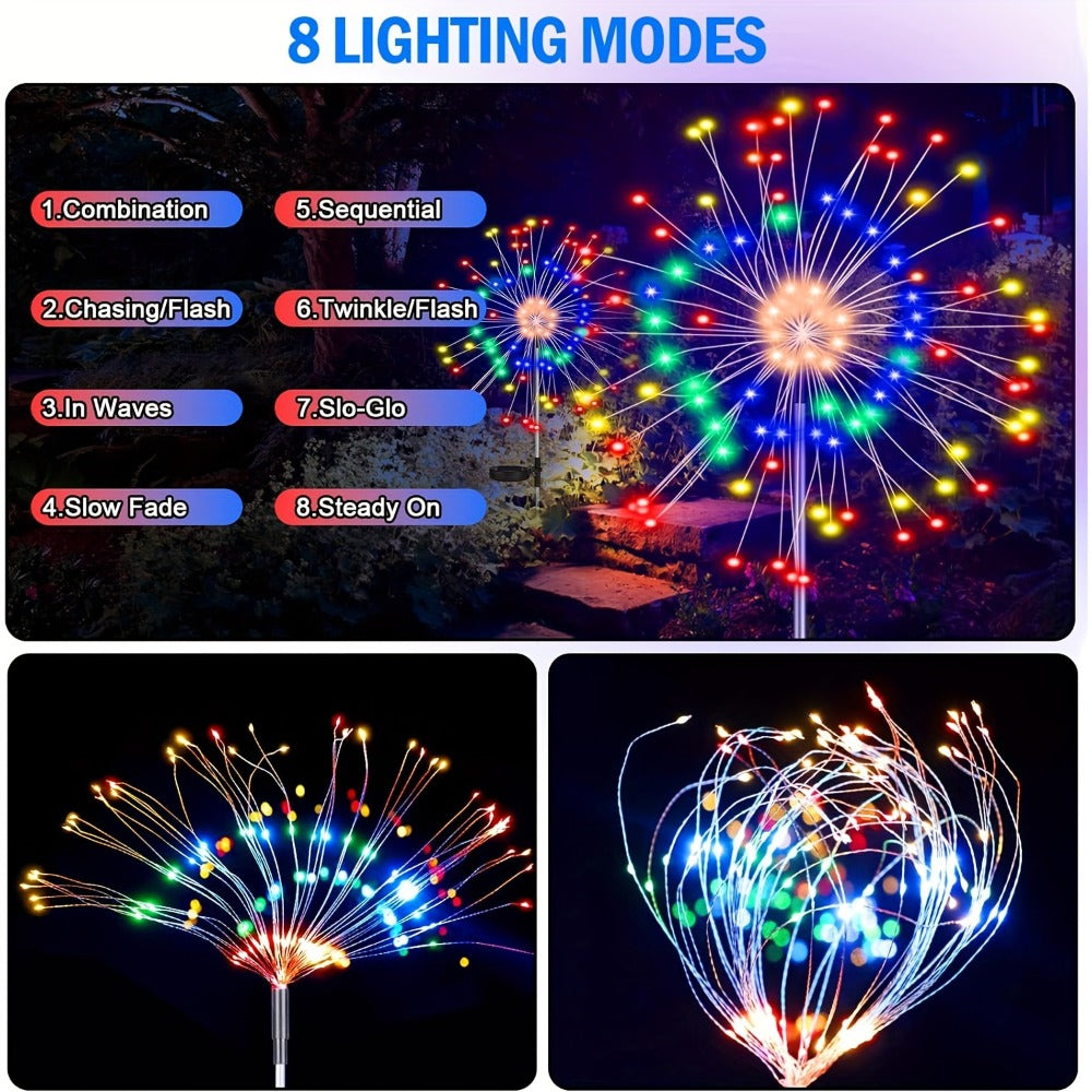 Solar Fireworks Lights Outdoor ¨C 60 to 420 LED Solar Garden Fairy Lights with 8 Modes, Waterproof Copper Wire Sparkler Lights for Garden, Patio, Yard, Pathway & Holiday Decoration