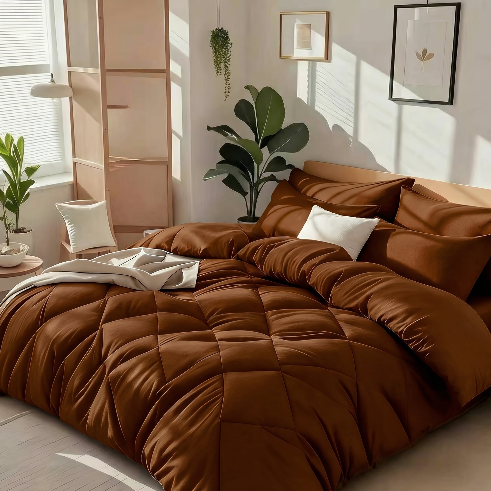 Cooling Comforter Set 2/3 Pcs ¨C Soft Fluffy Microfiber Lightweight Breathable Quilt, Rhombus Grid Solid Color Bedding for All Seasons, Twin Queen King ¨C Multiple Colors Available