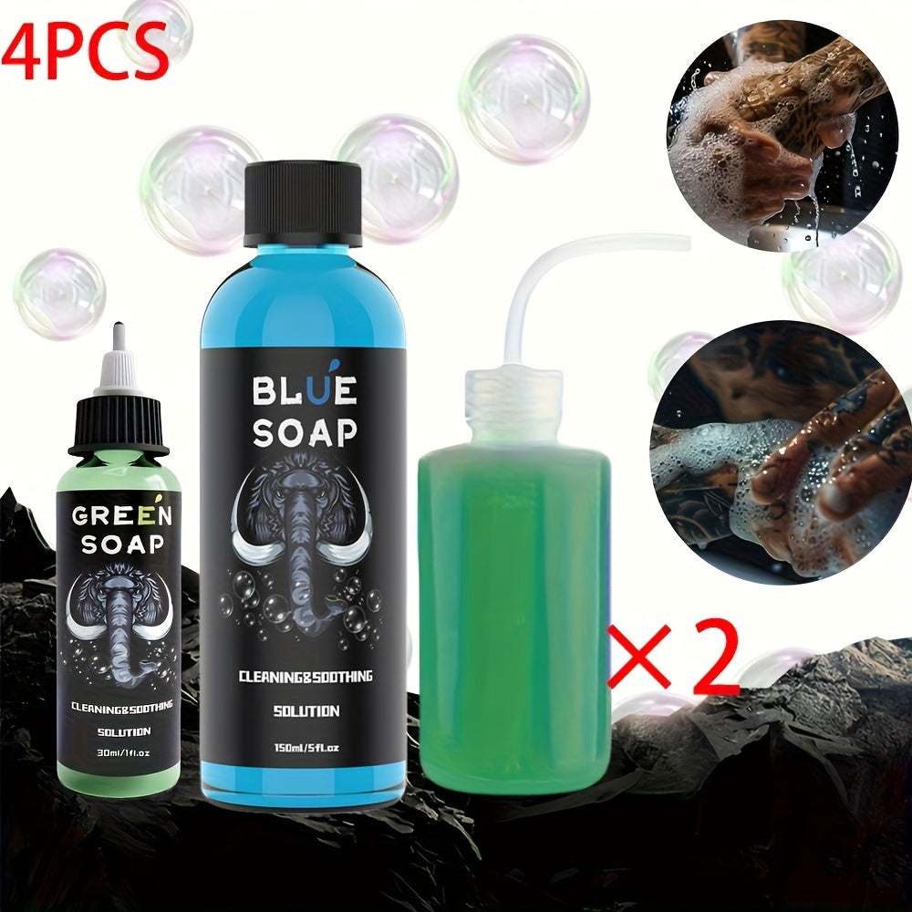 Tattoo Green Soap Kit Cleansing Solution with Squeeze Bottle ¨C Green and Blue Tattoo Soap for Artists, Safe Color Foam Moisturizing Formula, Tattoo Supplies and Accessories Multiple Sizes