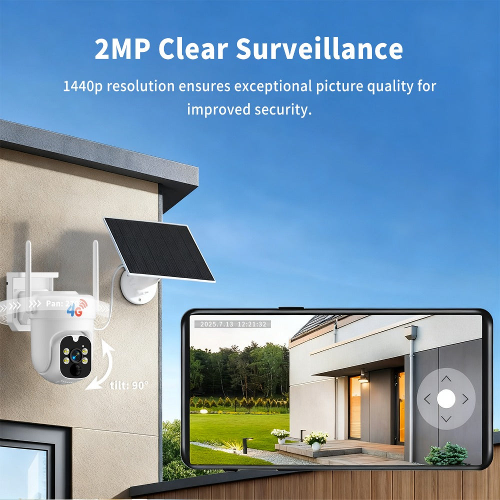Solar Security Camera 4G Outdoor ¨C AI Smart Alarm, Solar Powered, No WiFi & Wire-Free, 4G LTE Surveillance Camera for Farm, Villa, Ranch & Remote Property Security (TBG12)