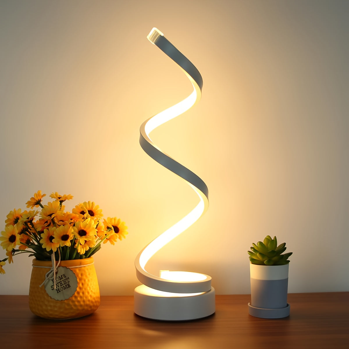 LED Table Lamp with Touch Control ¨C Spiral Vintage Desk Light, 3 Color Modes, Adjustable Arm, USB-C Powered, Minimalist Bedside Lamp for Bedroom, Living Room, Office & Study