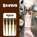 Temporary Semi-Permanent Tattoo Paste Kit - Waterproof Body Art Gel in Brown & Black with Tattoo Templates, Safe Non-Irritating Henna-Style Ink for Parties, Festivals, Cosplay & Daily Decoration
