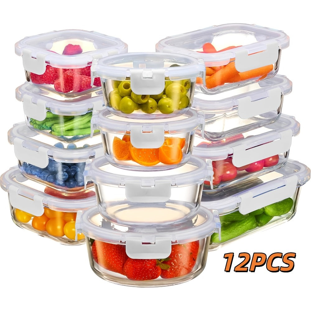 Borosilicate Glass Food Storage Containers Set ¨C 10/12/17pcs Airtight Meal Prep Bento Boxes with Locking Lids, BPA Free, Microwave & Dishwasher Safe, Leak Proof, Mixed Colors