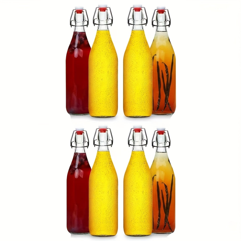 Swing Top Glass Bottles 32oz with Airtight Stopper - Flip Top Brewing Bottles for Kombucha Beer Beverages Oil Vinegar Water Soda - Set of 4 6 8 12 Reusable Glass Bottles with Swing Lid