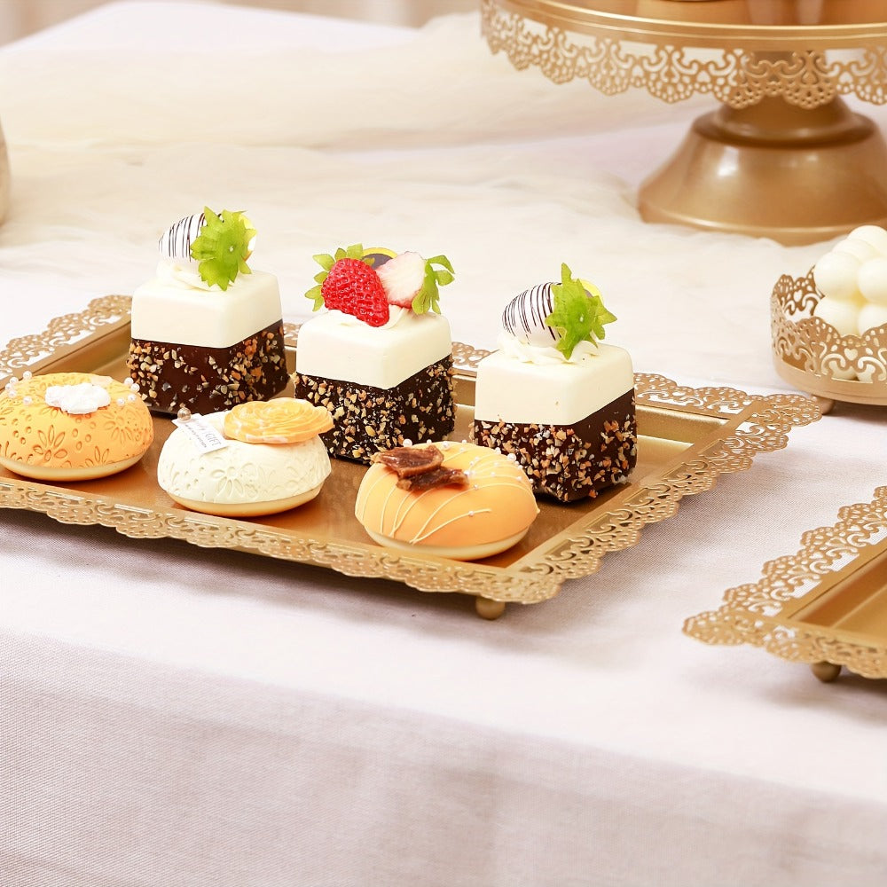 Cake Stand Set of 8 with Crystal Pendants 3-Tier Cupcake Tower Metal Dessert Display for Wedding Birthday Baby Shower Party Decor