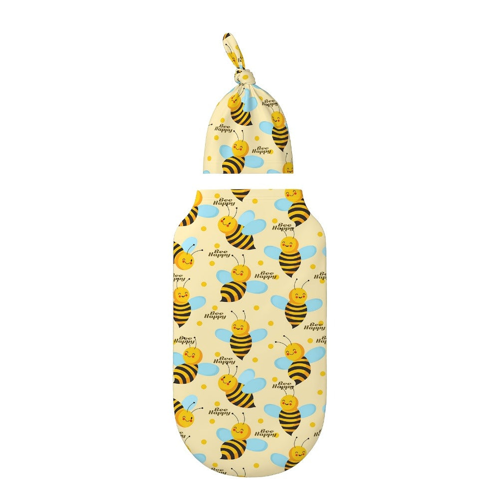 Baby Swaddle Blanket & Beanie Hat Set ¨C Butterfly, Sunflower, Bee, Life Tree & Moon Star Newborn Wrap