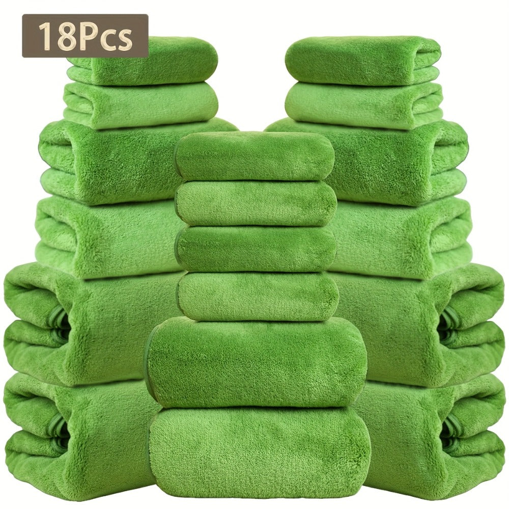 Coral Velvet Bath Towel Set 18pcs ¨C 4 Bath Towels 4 Hand Towels 10 Washcloths Hotel Quality Soft Absorbent