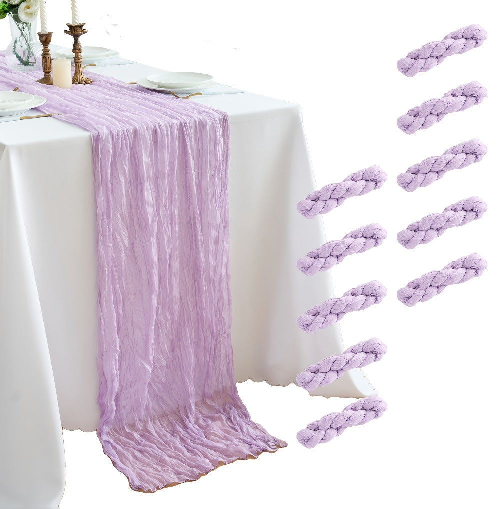 Cheesecloth Table Runner 10 Pack, 10ft Boho Wedding Table Runner for Reception, Rustic Bridal Shower, Party & Home Decor ¨C Dusty Pink, Sage, Lavender