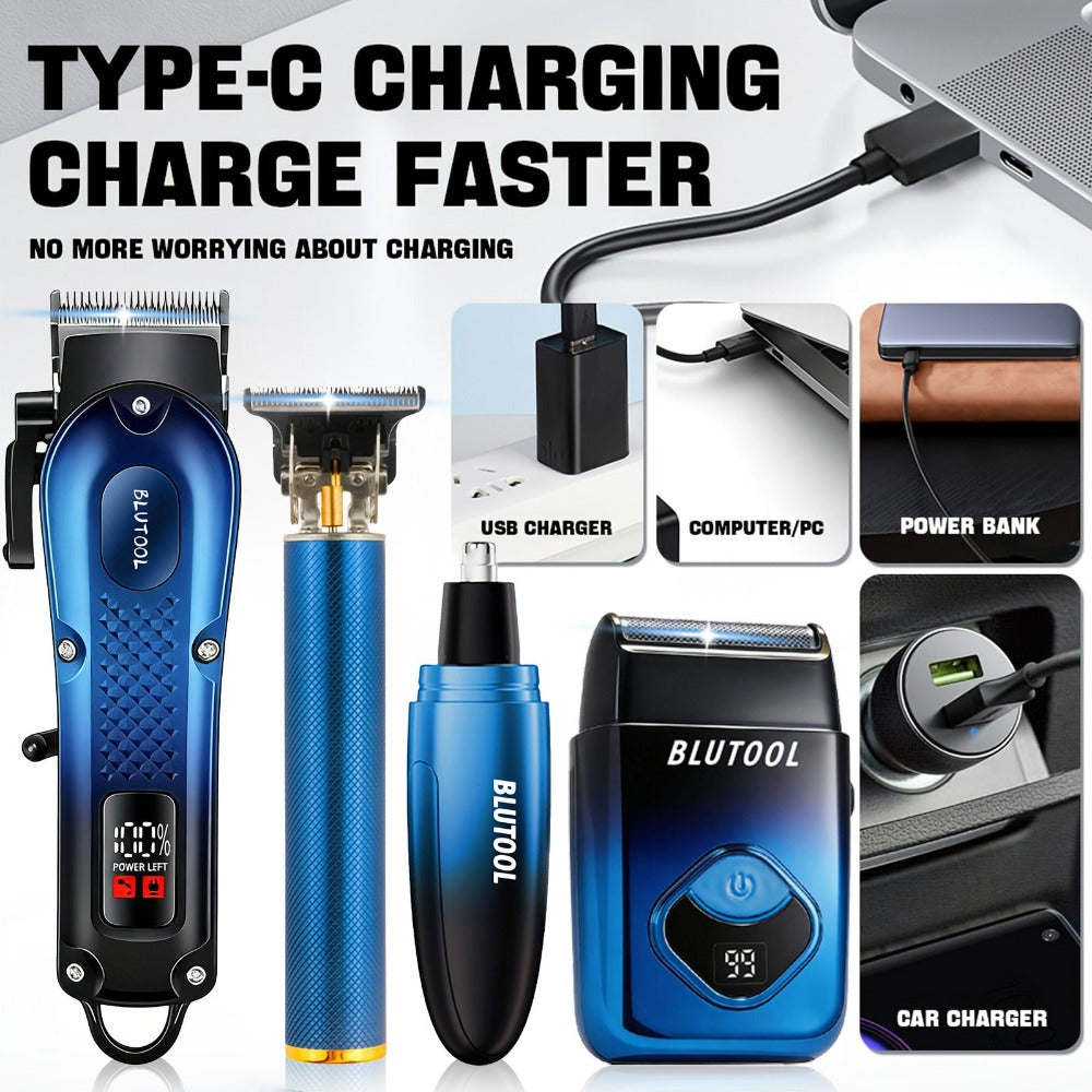 Men's Electric Grooming Set Hair Clipper Nose Trimmer Shaver Kit Cordless USB Rechargeable Professional Haircut Sculpt Shave for Home Car Travel Gift for Dad Husband Boyfriend