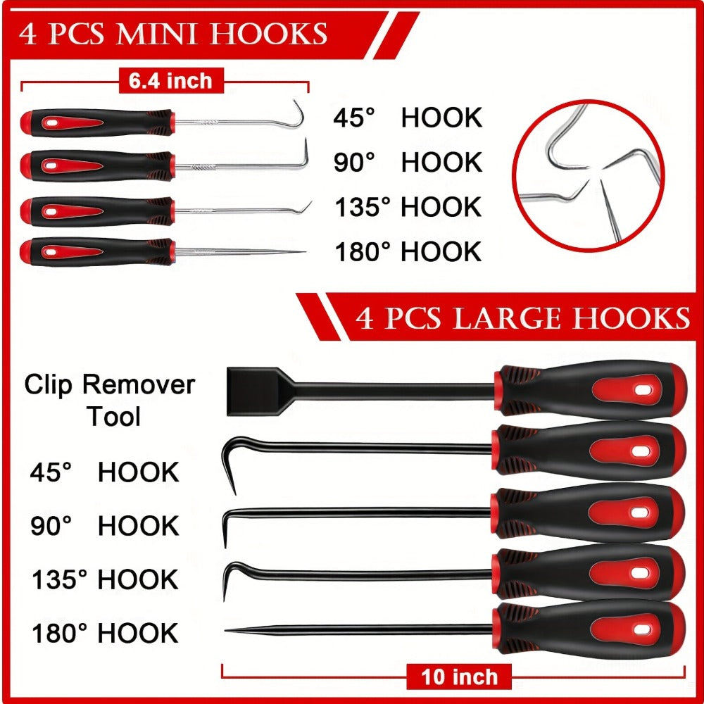 Automotive Trim Removal Tool Kit 17pcs - Hook Paddle Pry Set with Fastener Clamps Rivet Pullers Magnetic Picker Gasket Scraper Scratch-Free Car Maintenance Tools