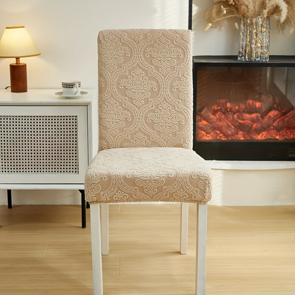 Dining Chair Covers Stretch Velvet Washable Removable Slipcovers Set of 4 or 6 for Kitchen Home Hotel Banquet ¡ª Elastic Band Silver Fox Velvet 200GSM