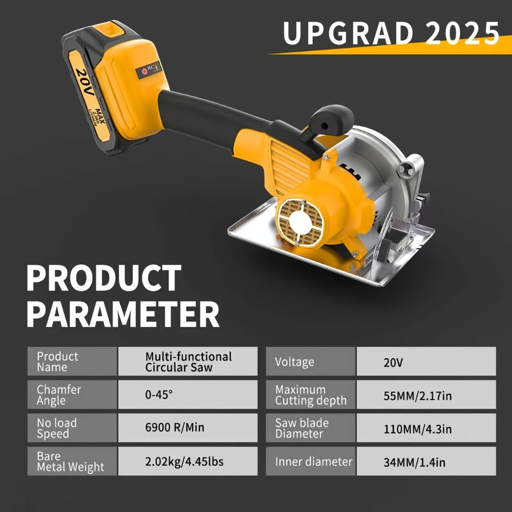 Brushless Circular Saw 5-Inch Kit 6900RPM with Battery & Charger ¨C 45¡ã Bevel Cut, Up to 6 Saw Blades, 2.0AH / 4.0AH Battery Options, Cordless Woodworking Saw for Wood Cutting, Garden & DIY Projects