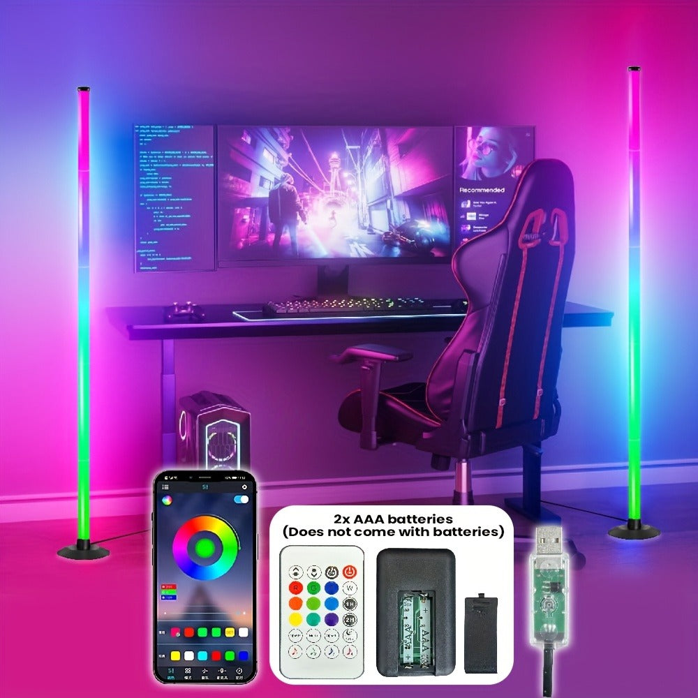 RGB Floor Lamp with Remote Control USB Powered | Color Changing LED Corner Lamp with Adjustable Brightness ¨C Modern Space-Themed Ambient Light for Living Room & Bedroom
