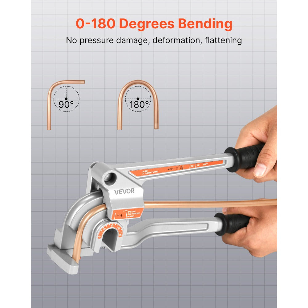 Pipe Tube Bender 3-in-1 Lever Type, Fits 1/4¡± 3/8¡± 1/2¡± O.D. Tubes, 0-180¡ã Bending, Aluminum Alloy Lightweight Portable Tube Bender for Copper Aluminum HVAC Automotive DIY Plumbing Repair