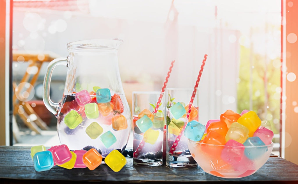 Reusable Plastic Ice Cubes 60/90/120/165 PCS - Non-Melting Non-Diluting Refreezable Ice Cubes for Whiskey, Vodka, Coffee & Cocktails, Rainbow & Unicorn Washable Fake Ice Cubes for Drinks