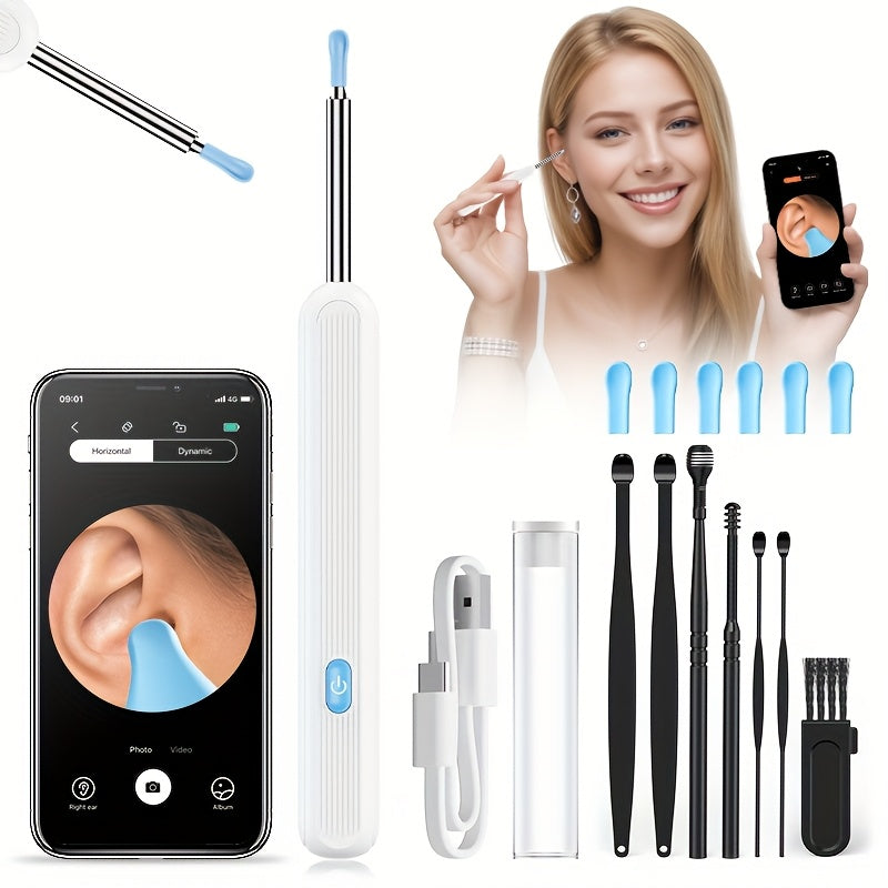 1080P Ear Wax Removal Tool with Camera ¨C Wi-Fi Ear Cleaning Kit with 6 Spoons & Tweezers, Rechargeable, Visual Ear Cleaner for Safe Ear Care at Home