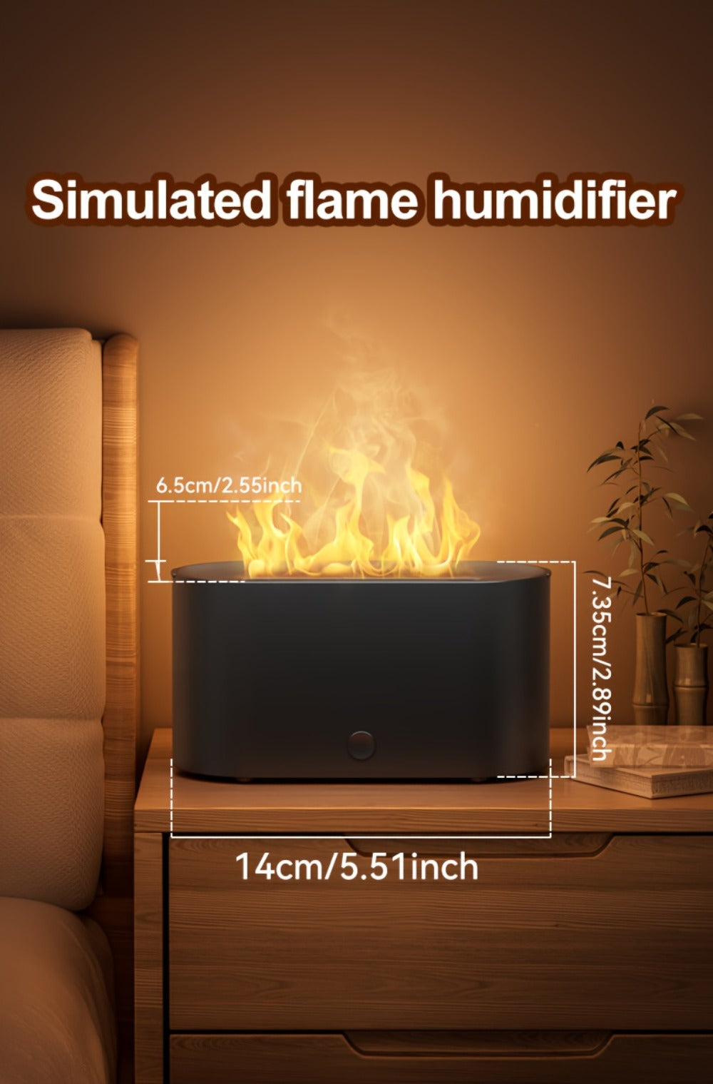 Flame Humidifier USB Mini - 7-Color Flame Atmosphere Light, Aromatherapy & Humidification 2-in-1, 3-Gear Mist Adjustable, Top Fill Design, Romantic Bedroom Decor Night Light, Christmas Gift