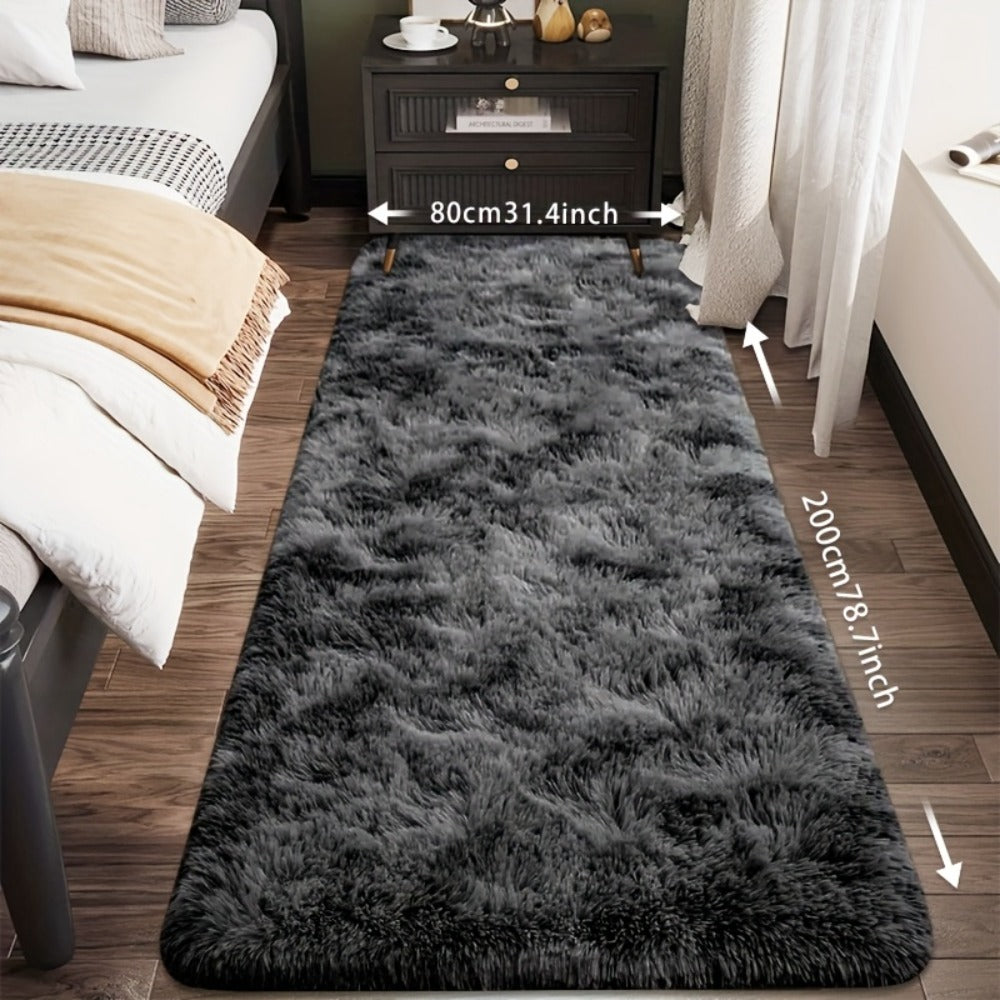 Tie-Dye Plush Fluffy Mat Absorbent Non-Slip ¨C Luxury Soft Bathroom Rug for Living Room & Bedroom, Modern Home Decor Floor Mat, 31.5x78.7 in ¨C Light Grey, Dark Gray, Light Pink, Black