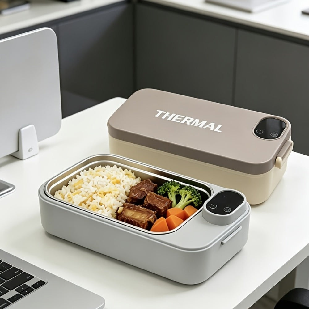 Electric Lunch Box Food Heater 3-in-1 USB Heated Bento Box, Stainless Steel Portable Warming Lunch Box with Adjustable Temperature, Thermal Insulated Leakproof Meal Prep Container for Office Travel Home