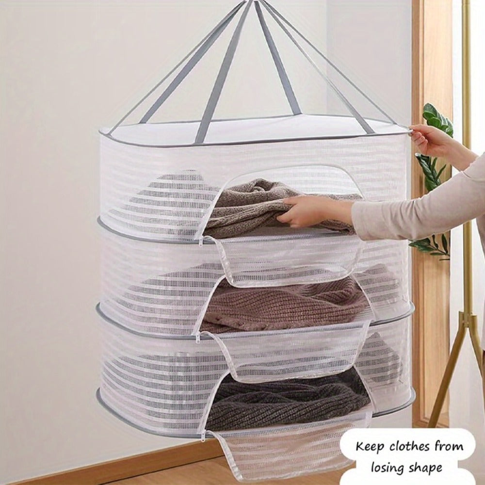Mesh Drying Rack Foldable 2-3 Layer with Hooks & Zipper Closure ¡ª Hanging Herb Drying Net for Herbs, Fruits, Vegetables, Fish, Flowers & Clothes | Large Size