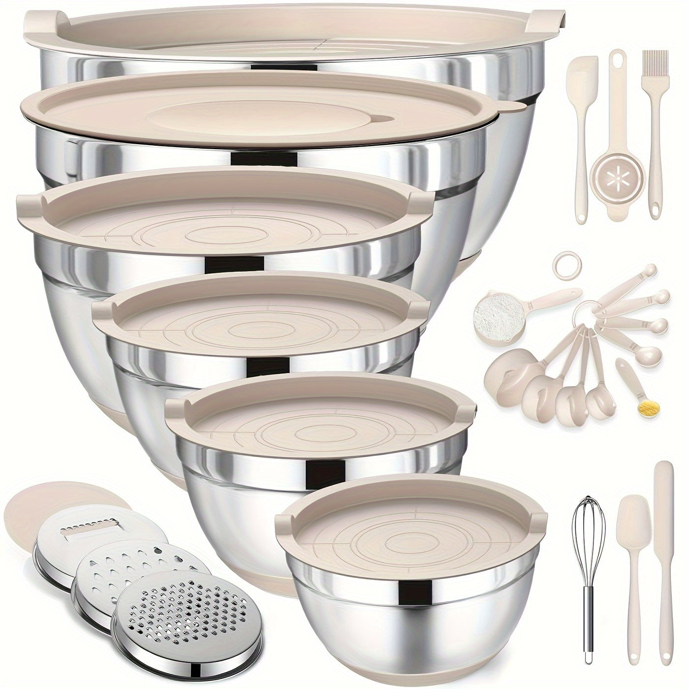 Stainless Steel Mixing Bowls Set for Cooking Baking Food Prep Fruits Noodles Kitchen Bowls Home Essentials 3 Colors