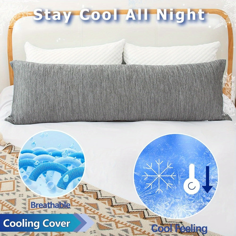 Body Pillow 20x54 Inch Cooling Memory Foam ¨C Full Body Pillow for Adults Side Sleepers, Firm Long Sleeping Pillow for Stomach Back Support, Pregnancy Pillow, Washable Cover, Grey White Pink