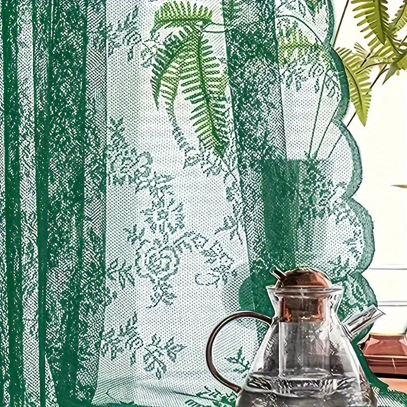 Sheer Lace Curtains 2 Panels Bohemian Floral Semi-Transparent Rod Pocket Window Curtains for Living Room Bedroom All Seasons