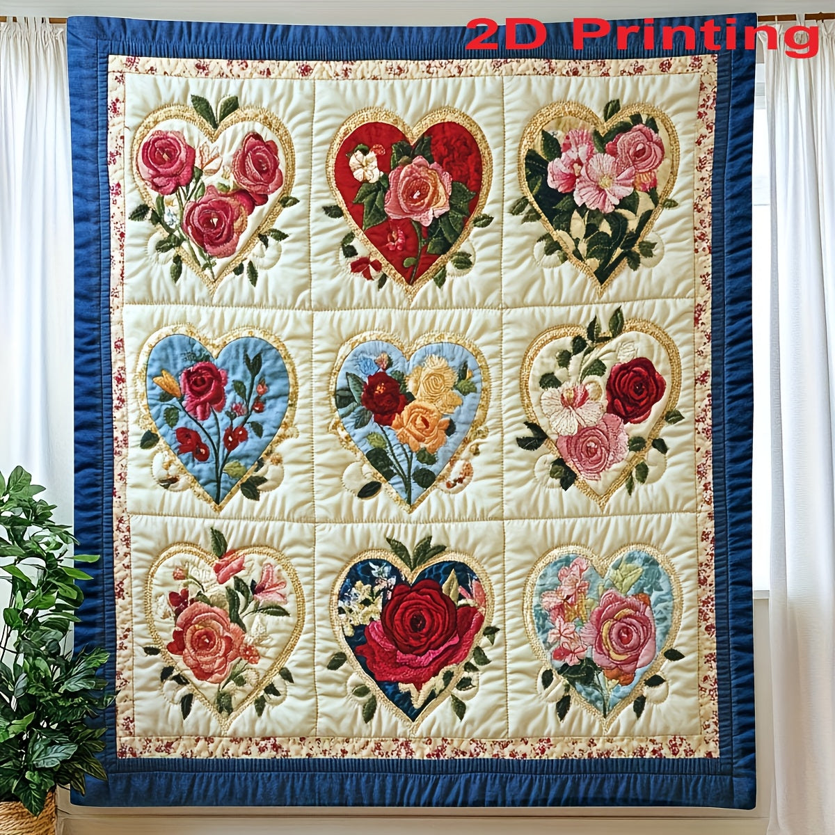 Heart Floral Print Flannel Blanket ¨C 250-300gsm Soft All-Season Throw for Home, Office & Travel, 6 Sizes, Mother's Day Gift