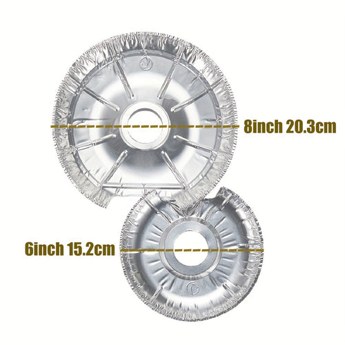 Aluminum Stove Burner Liners 50 Pack ¨C Disposable Electric Stove Burner Covers Round Foil Bibs 25Pcs 6 Inch + 25Pcs 8 Inch Keep Electric Range Clean from Grease Oil and Food Spills