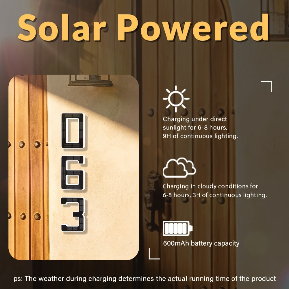 LED Solar House Number Light 6.7 Inch Wall Mounted ¨C Smart Sensor Illuminated Address Number for Home Decor, No Wiring Energy-Saving Solar Powered Outdoor Light