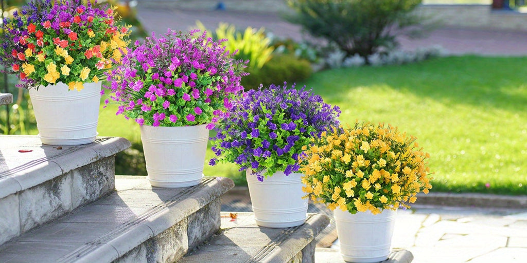 Artificial Flowers Outdoor UV Resistant Faux Daisy Bundles for Porch Patio Garden Decor - 9/18/27/36 Bundles Multicolor Realistic Fake Flowers Spring Summer Window Box Hanging Planter