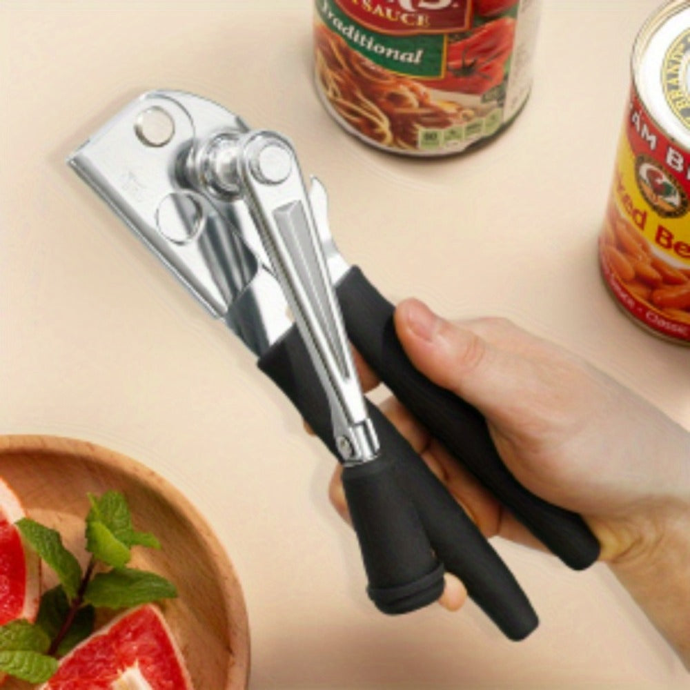 Heavy Duty Manual Can Opener Stainless Steel Commercial Grade with Non-Slip Ergonomic Handle Dual Can and Bottle Opener for Restaurant and Home Kitchen Use