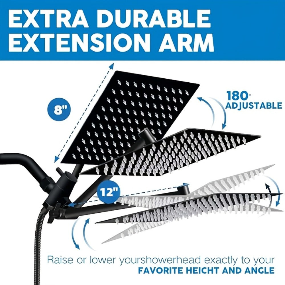 Rain Shower System with Handheld Shower Head ¨C High Pressure Rainfall Showerhead Combo Copper Diverter Anti-Clog 8 10 12 Inch