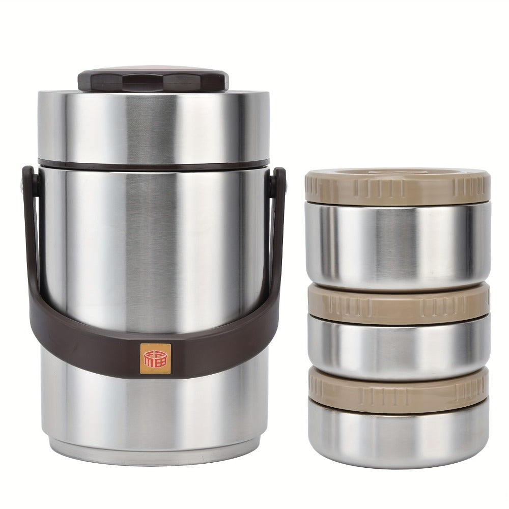 Insulated Lunch Box 3-Layer 304 Stainless Steel Vacuum | 67.63oz Triple Compartment Leakproof Food Container | Keep Warm 6 Hours for Office Travel Picnic Outdoor Meals