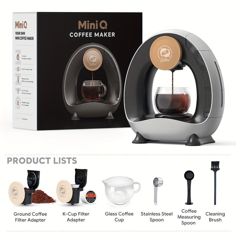 Espresso Coffee Maker 2-in-1 Single Serve Compatible with K-Cup and Ground Coffee Americano Mini Coffee Machine Tea Maker with Filter K-Cup Adapter 4-8oz Pink Champagne Gray Black