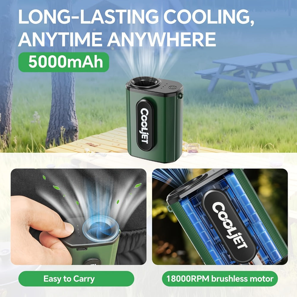 Neck Fan Waist Clip Fan 5000mAh, 18000RPM Powerful Brushless Motor, 4-Speed Portable Personal Fan with LED Battery Indicator, Hands-Free Wearable Fan for Outdoor Work, Camping, Sports and Travel