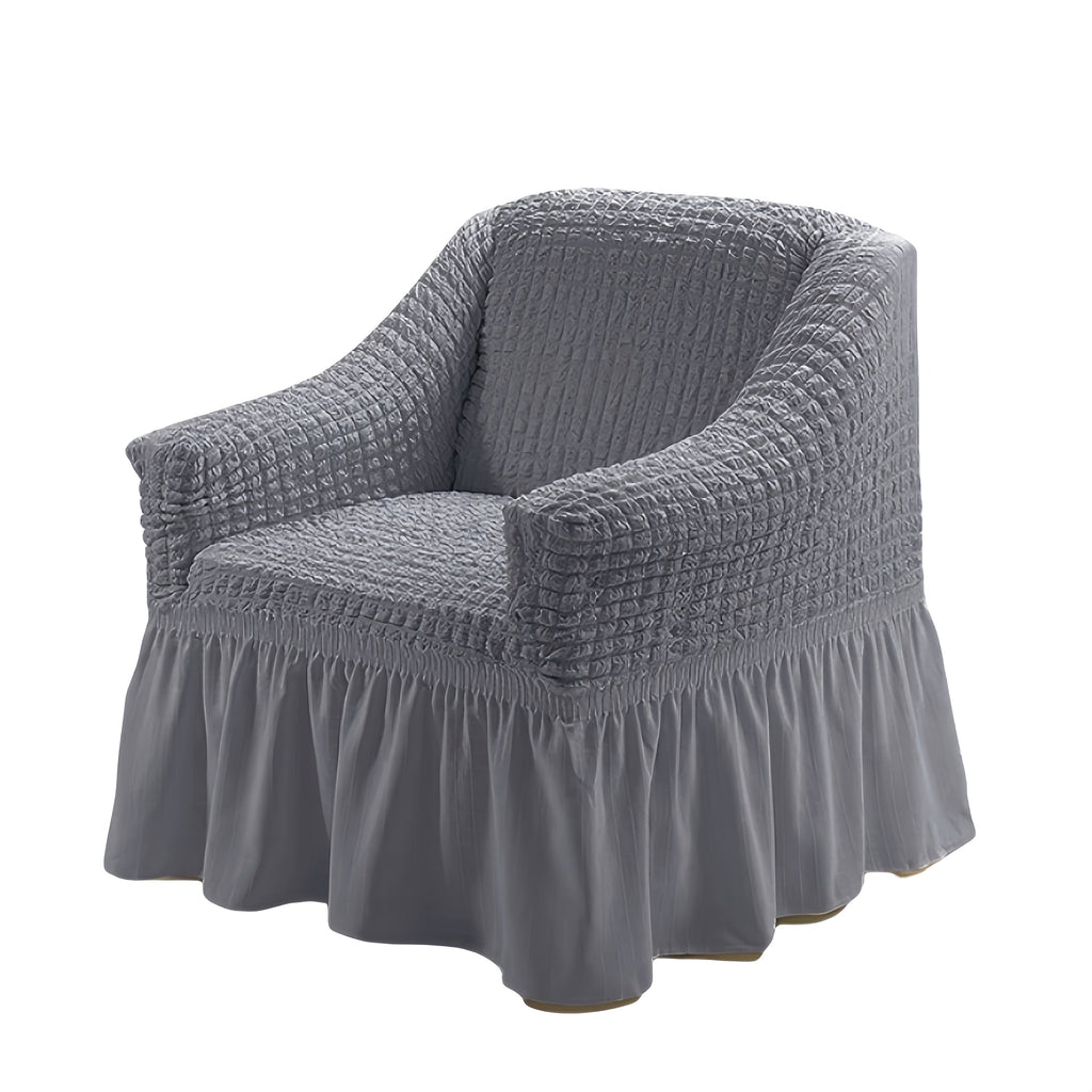 Stretch Seersucker Sofa Cover Solid Color Elastic Band Closure Machine Washable Slipcover for Armchair Loveseat 1 2 3 4 Seater - 8 Colors Home Wedding Decor